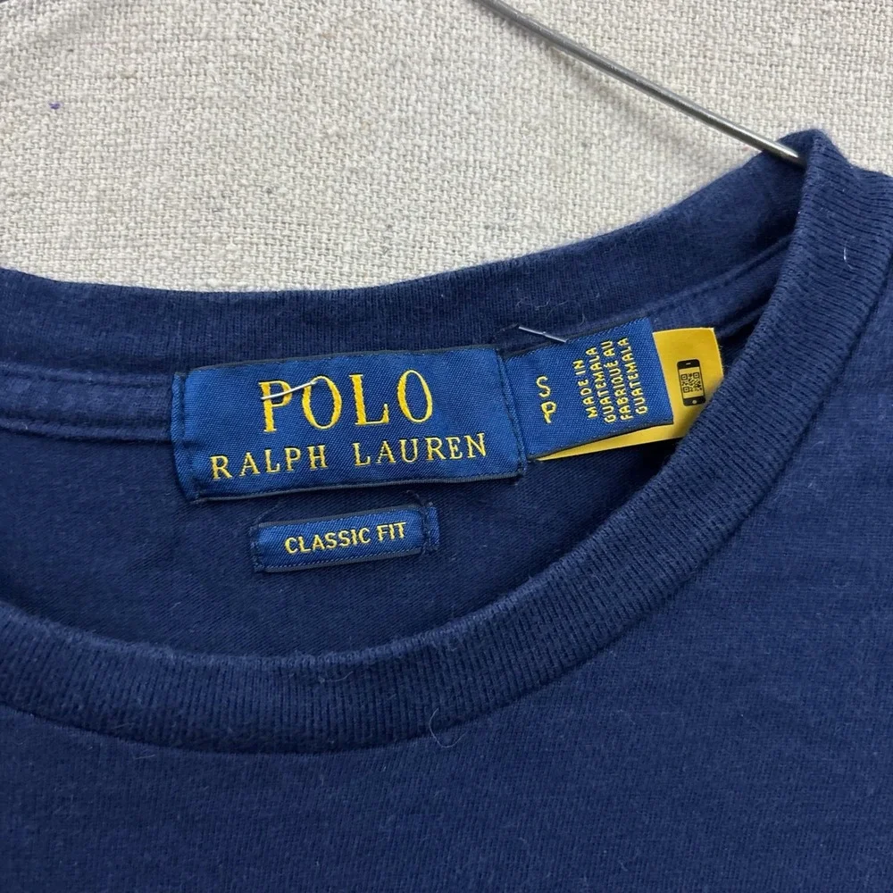 Polo Ralph Lauren Graphic T-Shirt Mens Small‎ Navy Blue Stacked Logo Classic Fit